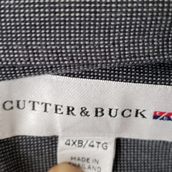 Cutter & Buck 4XB/4TG Long Short Sleeve Green & Black Microcheck Shirt - Picture 4 of 7